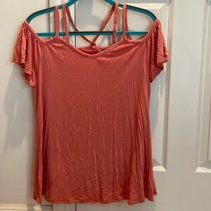 Salmon colored off the shoulder top